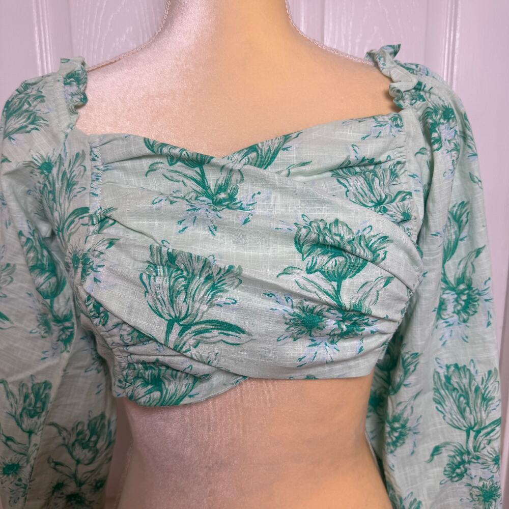 Sabo Zoe Tulip Puff Sleeve Backless Tie Back Crop Top - Size XL - Picture 2 of 10